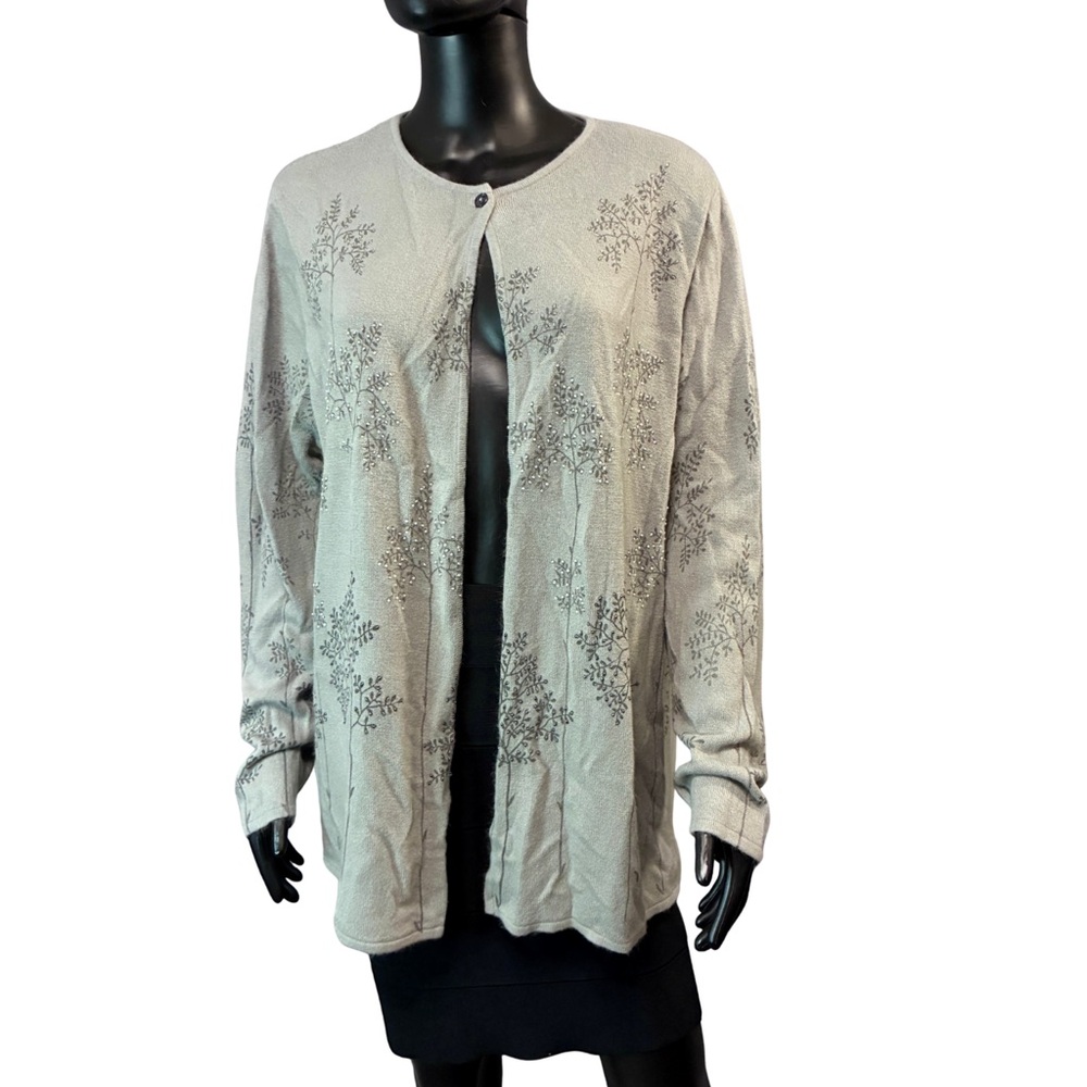 Venezia Gray Cardigan with Gray Floral Design